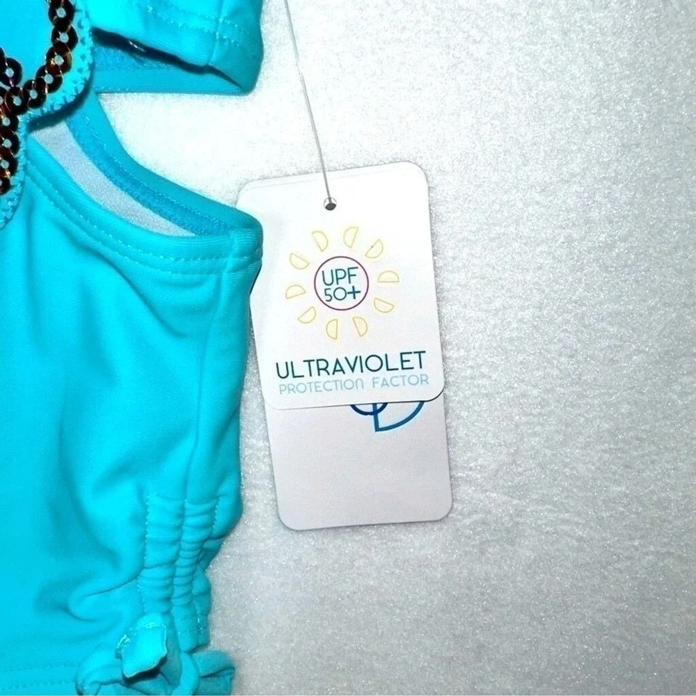 Flapdoodles Size 4 Little‎ Girls Blue Butterfly 1 Piece Sequin Swimsuit NWT